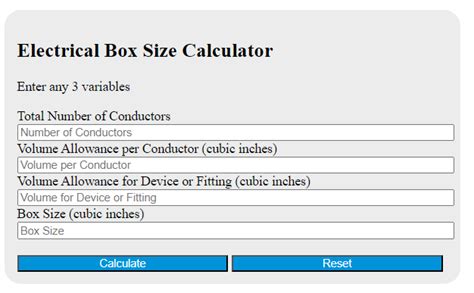 calculate electrical box volume|electric box size calculation.